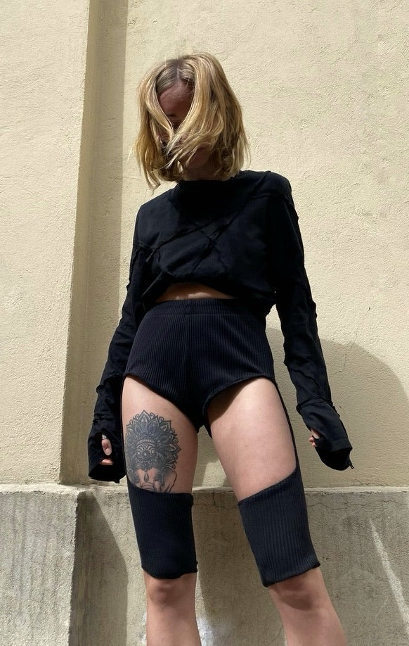 BLACK PANTIES LIKE CUT-OUT SHORTS