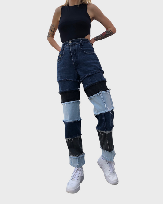 DENIM PATCHWORK PANTS