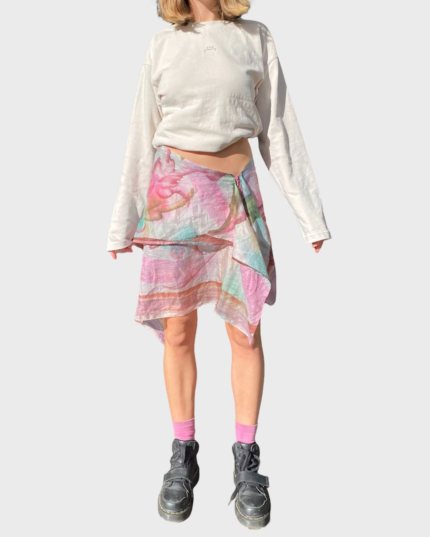 ASYMMETRICAL SILKY SCARF-STYLE SKIRT