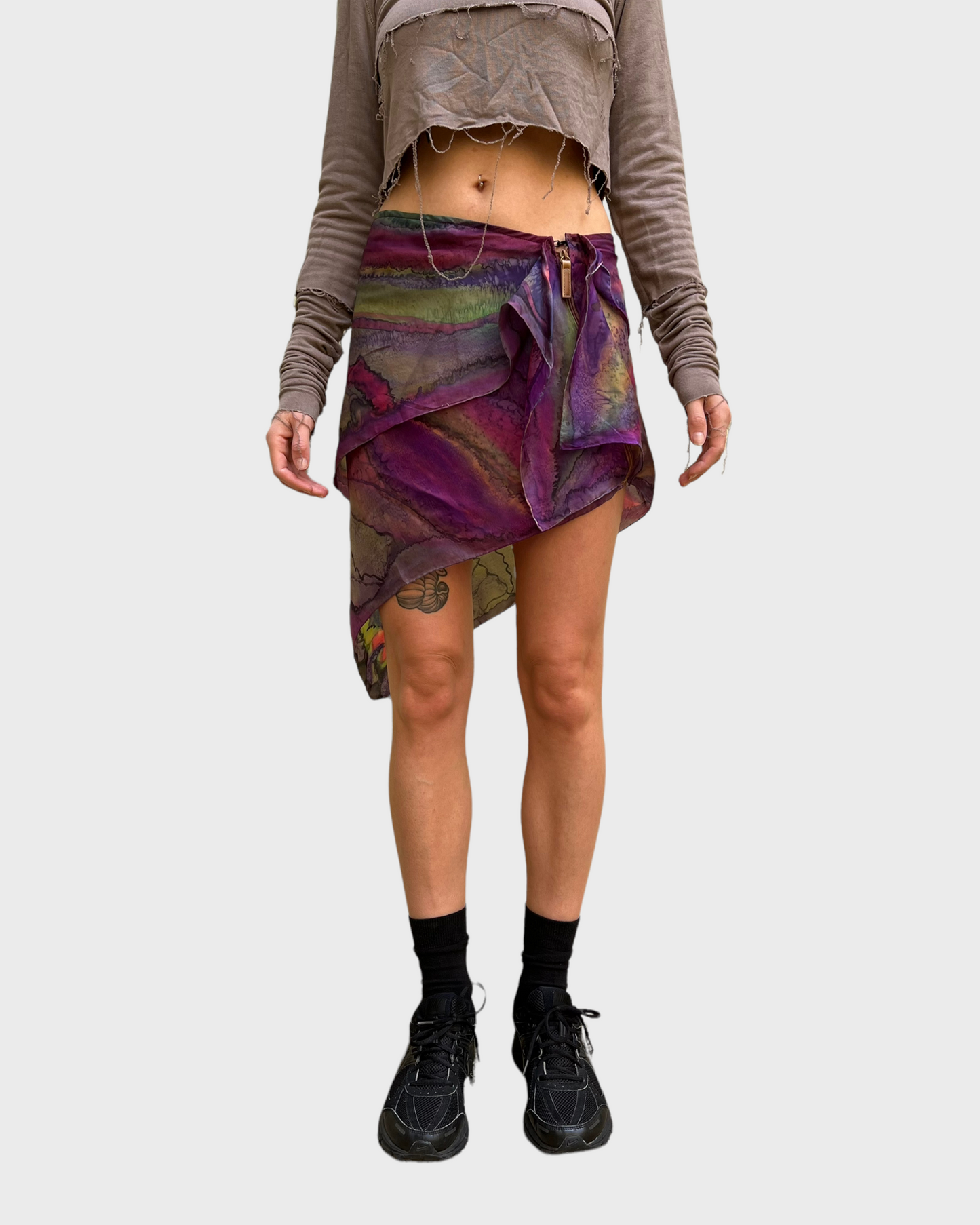 ASYMMETRICAL SILKY SCARF-STYLE SKIRT