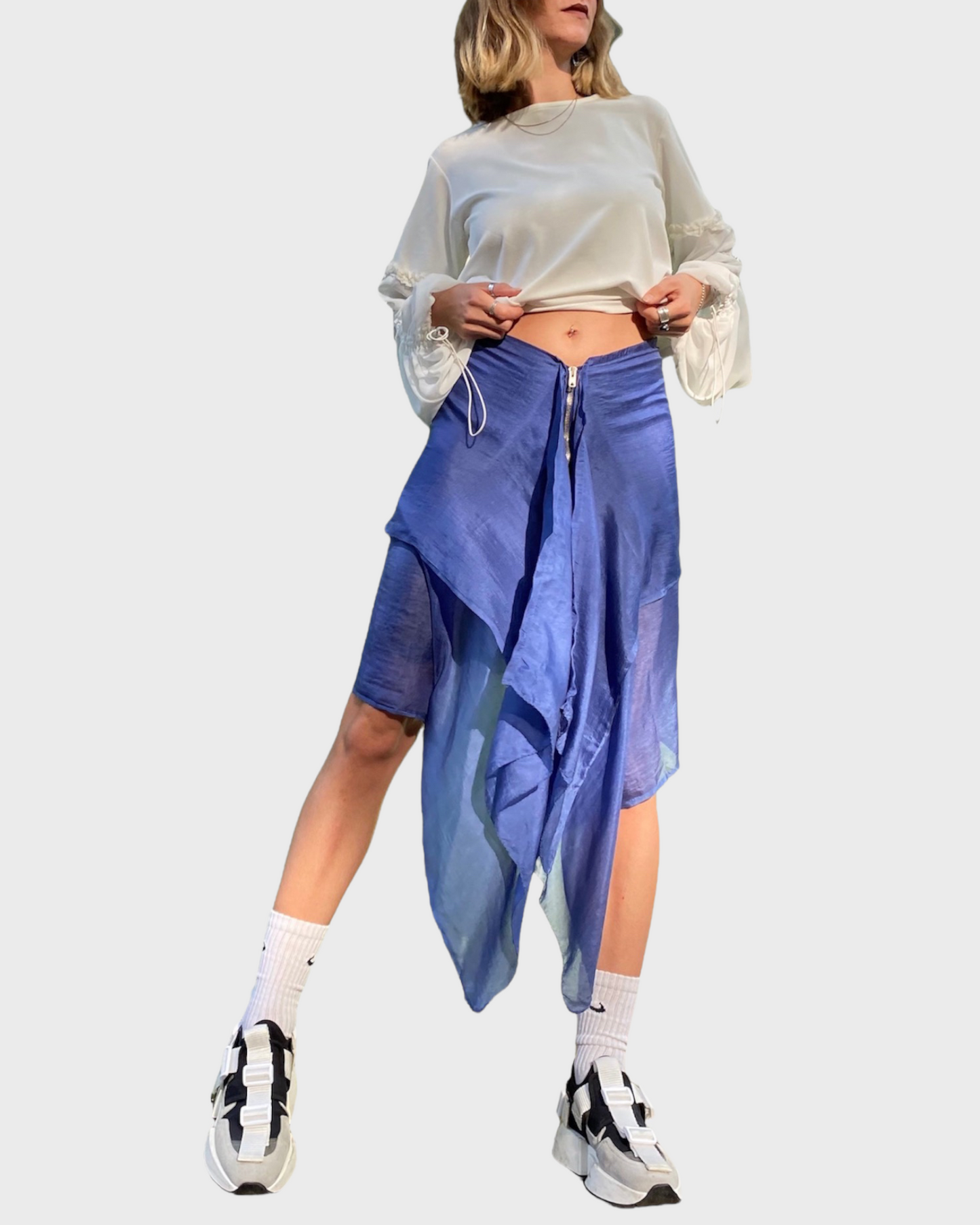 ASYMMETRICAL SILKY SCARF-STYLE SKIRT